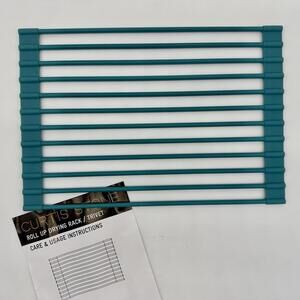 NEW Curtis Stone Roll-Up Teal Drying Rack/Trivet